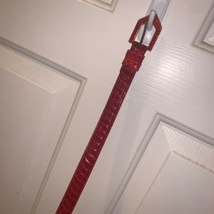 Red YSL python snakeskin belt - small